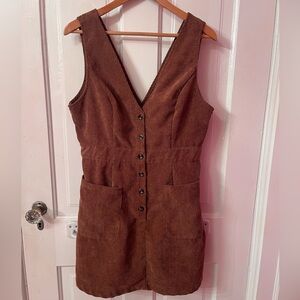 Brown Corduroy Mini Dress